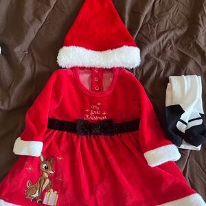Red Christmas Dress with Santa Hat